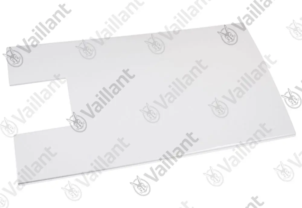 Vaillant Abdeckplatte in rechteckiger Form, weiß, mit Ausschnitt an der Oberseite, geeignet zur Montage oder Abdeckung von Heizungsgeräten.